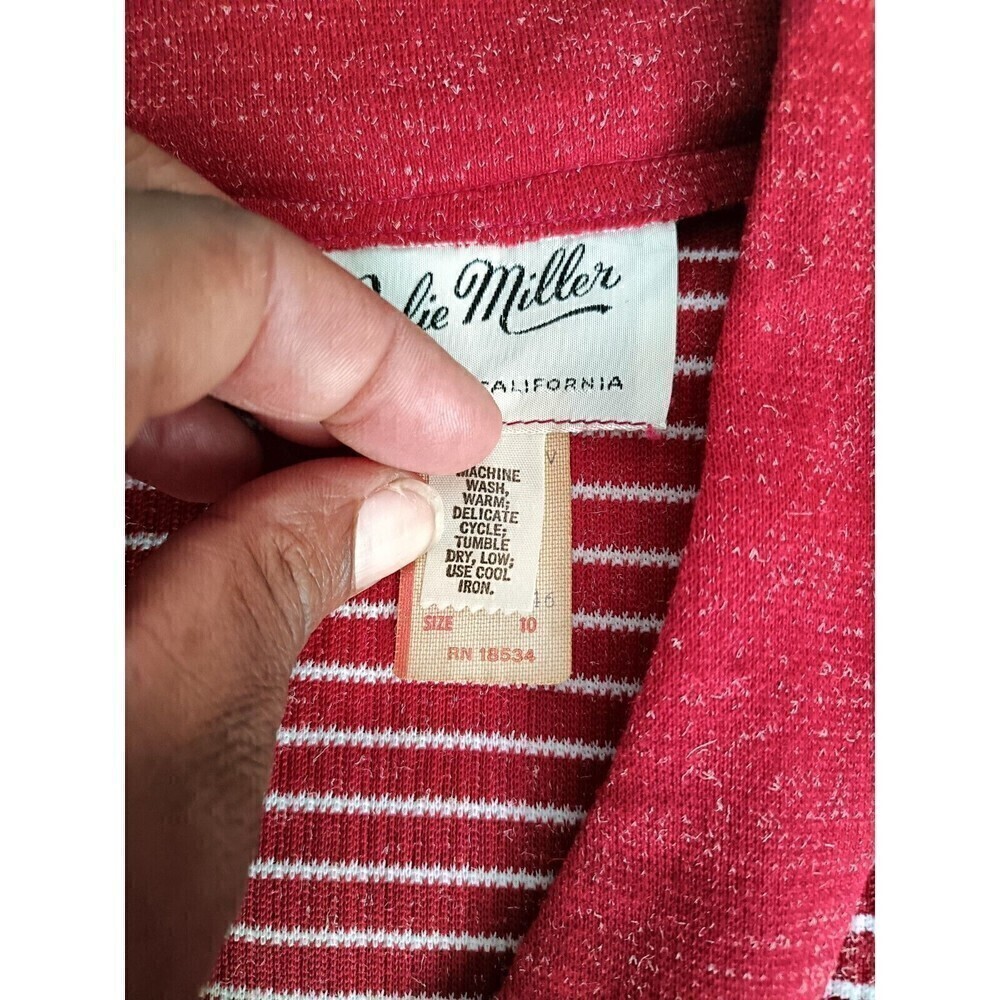 Julie Miller Dress Women's Size 10 Red White Striped Midi Length Pockets Vintage - Picture 3 of 10